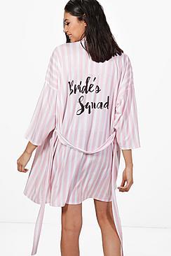 Boohoo Skye Stripe Brides Squad Robe