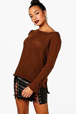 Boohoo Tie Sleeve Jumper
