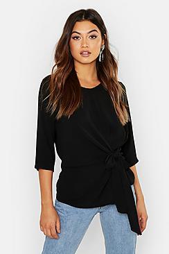 Boohoo Woven Tie Side Blouse