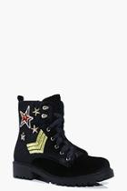 Boohoo Layla Badge Detail Lace Up Hiker Boot
