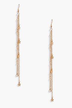 Boohoo Georgina Diamante Star Tassel Earrings