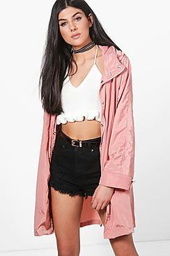 Boohoo Erin Zip Out Hood Rain Coat