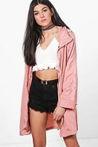 Boohoo Erin Zip Out Hood Rain Coat