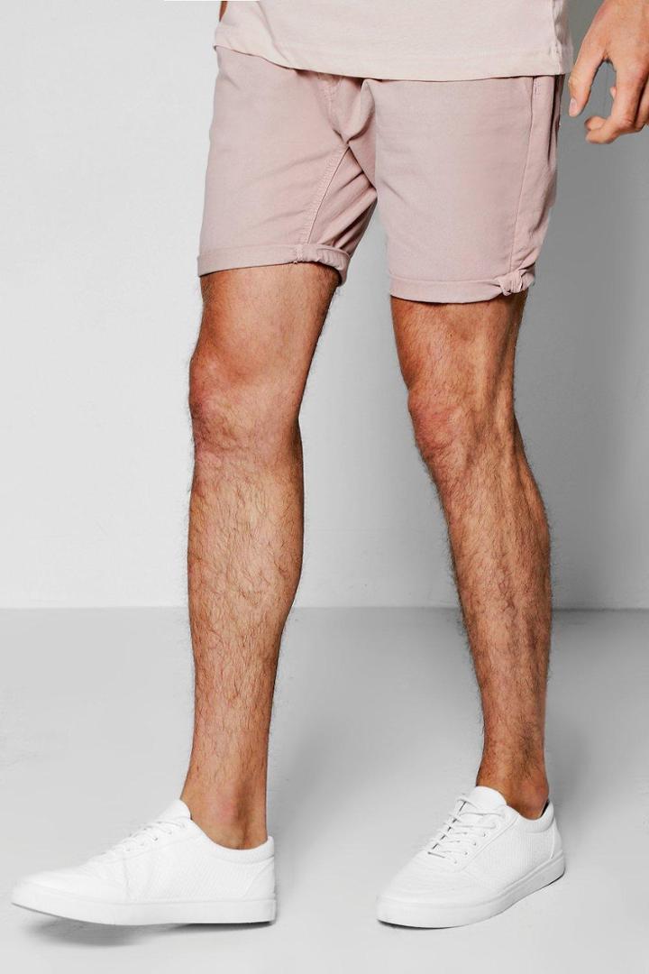 Boohoo Pink Broken Cotton Twill Chino Short Pink