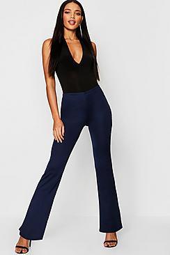 Boohoo Ribbed Skinny Flare Trousers