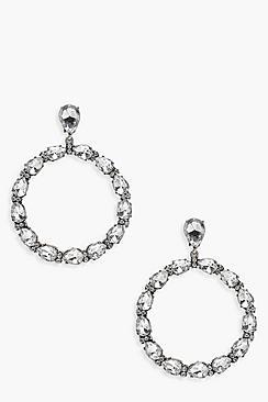 Boohoo Quinn Circle Statement Diamante Earrings