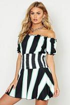 Boohoo Striped Dress With Shirring