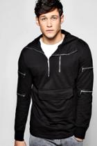 Boohoo Zip Detail Hoodie With Front Pocket Black