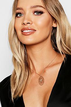 Boohoo Oval Cross Pendant Necklace