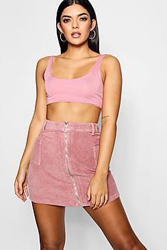 Boohoo Jess Pocket Ring Detail Denim Skirt
