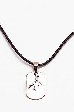 Boohoo Plaited Rope Necklace With Antler Dog Tag