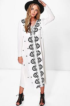 Boohoo Georgia Embroidered Midi Dress