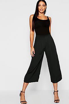 Boohoo Pleated Front Woven Wide Leg Culotte