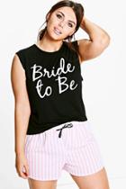 Boohoo Plus Cleo Bride To Be Pyjama Short Set Multi
