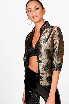 Boohoo Mia Metallic Oriental Jacket