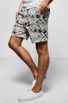 Boohoo Palm Print Jersey Shorts Grey
