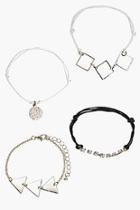 Boohoo Caroline Geo 4  Bracelet Multi Pack