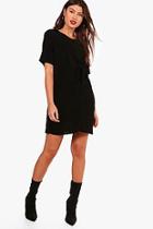 Boohoo Laura Knot Front Textured Slinky T-shirt Dress