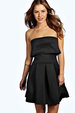 Boohoo Petite Stephanie Layer Pleated Skater Dress