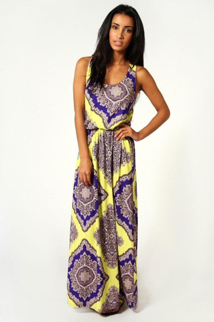 Boohoo Rosie Neon Paisley Twist Back Maxi Dress Multi
