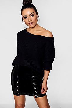 Boohoo Natalie Oversized Off The Shoulder Fisherman Jumper