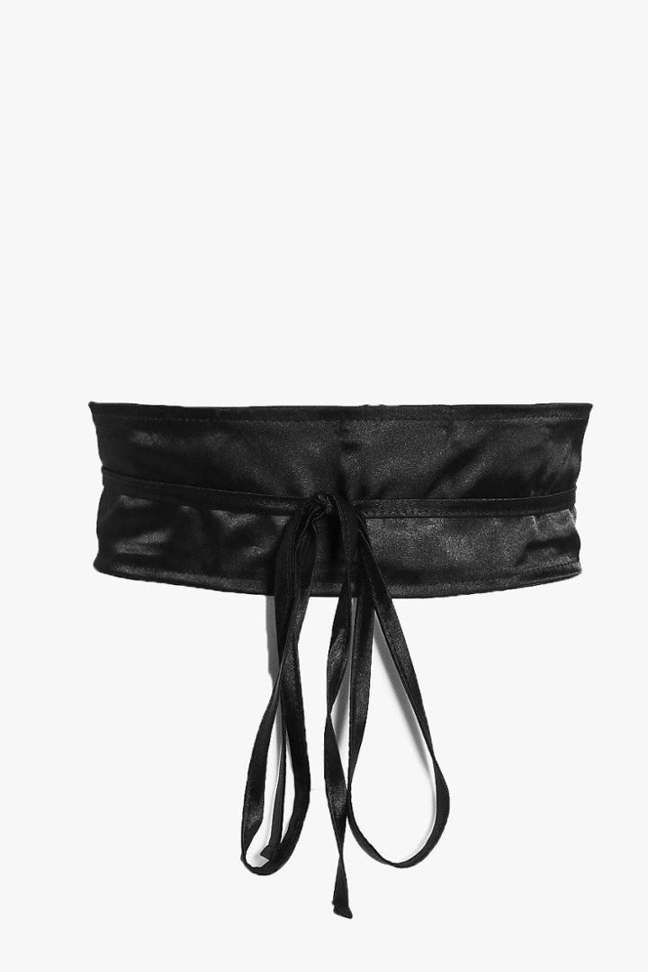 Boohoo Melissa Satin Obi Belt Black