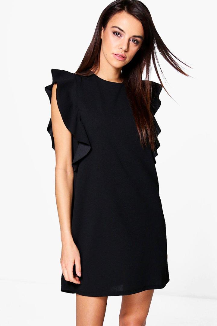 Boohoo Faith Ruffle Dress Black