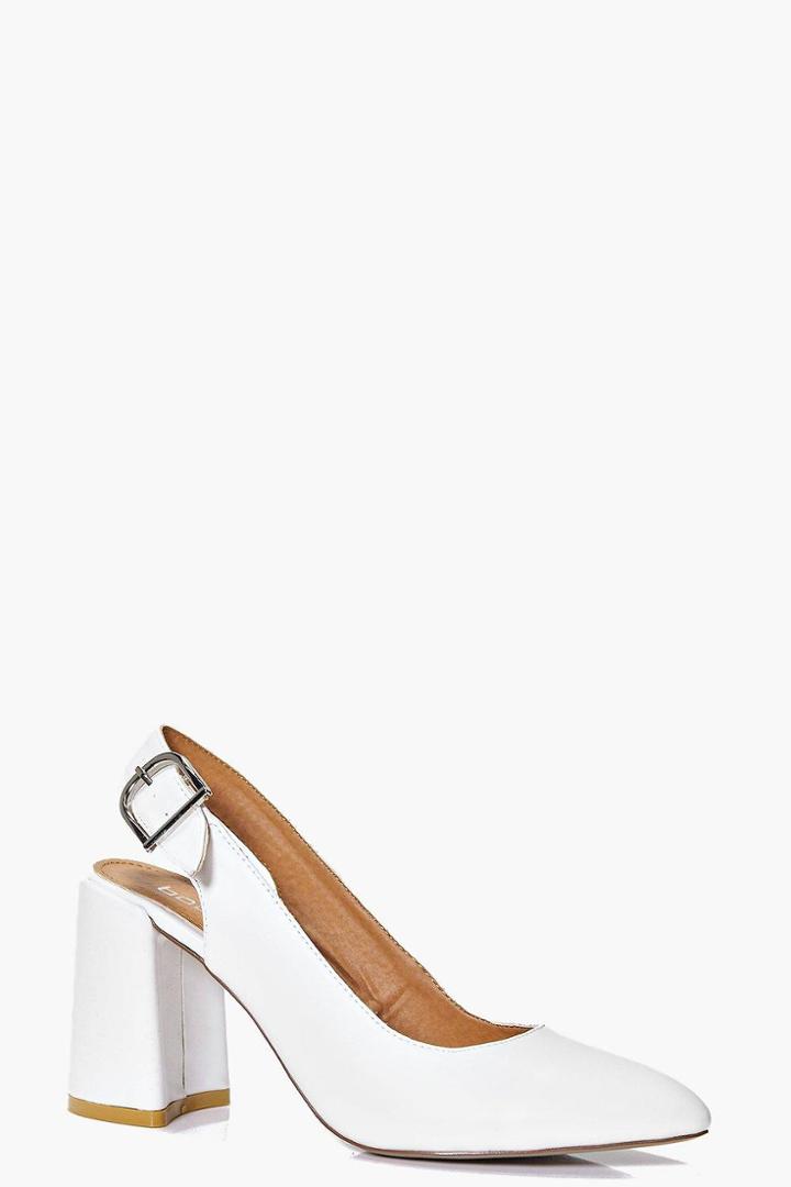 Boohoo Megan Pointed Block Heel Slingback White