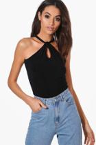 Boohoo Jena Slinky Knot Front Cami Black