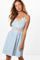 Boohoo Lola Crochet Lace Skater Dress