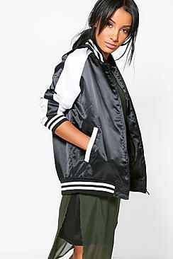 Boohoo Maisy Oversized Souvenir Satin Bomber
