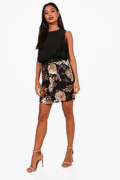 Boohoo Melodie Chiffon And Sequin Bodycon Dress