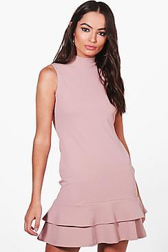 Boohoo Sleeveless Ruffle Hem Bodycon Dress