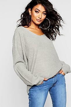 Boohoo Lace Up Back Knitted Sweater