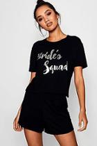 Boohoo Bride Squad T-shirt & Short Set