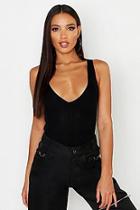 Boohoo Rib Knit Plunge Neck Vest