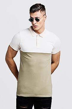 Boohoo Colour Block Muscle Fit Polo