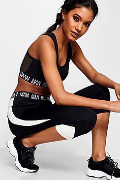 Boohoo Steph Fit 'man' Tape Capri Legging
