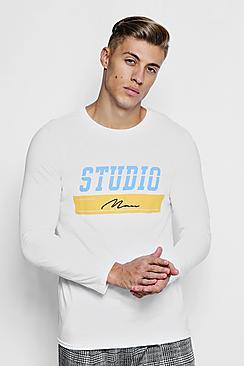Boohoo Long Sleeve Man Print T-shirt