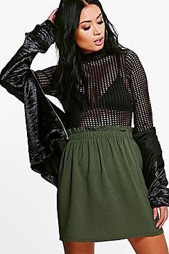 Boohoo Luna Gathered Waist Woven Mini Skirt