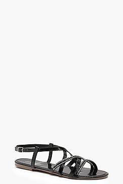 Boohoo Lauren Embellished Asymmetric Sandals