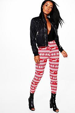 Boohoo Rory Christmas Fairisle Print Leggings