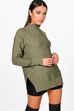 Boohoo Sadie Ribbed High Neck Jumper