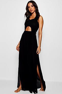 Boohoo Louise Cut Out Tie Back Maxi Beach Dress
