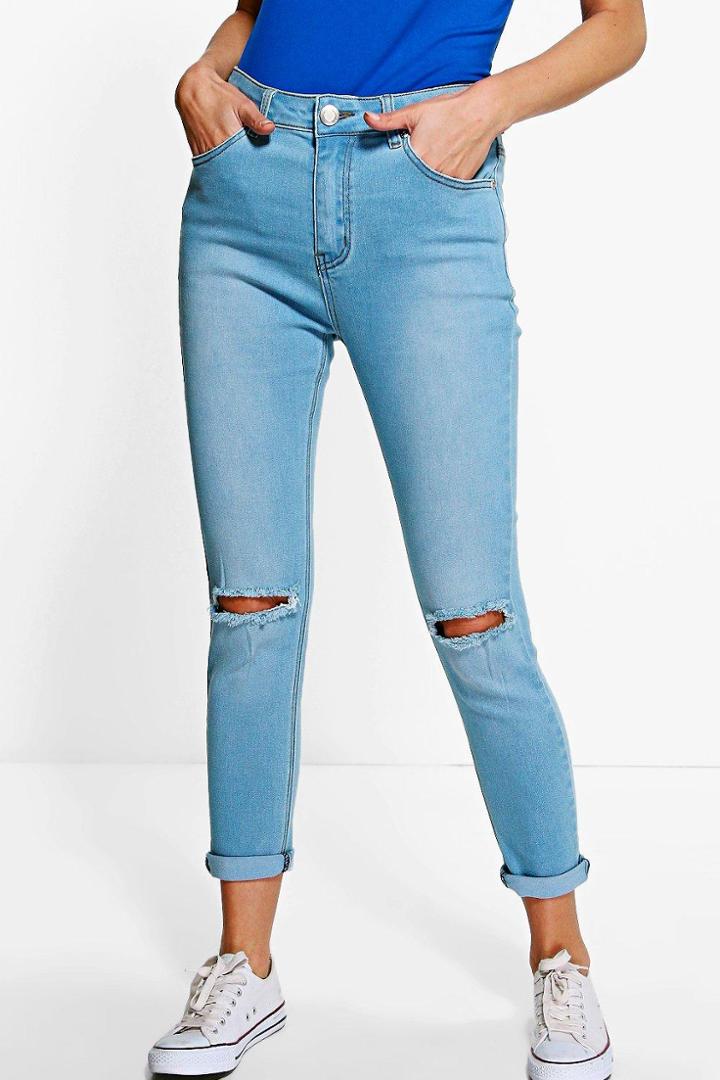 Boohoo Jess Mid Rise 30' Leg Skinny Jeans Blue