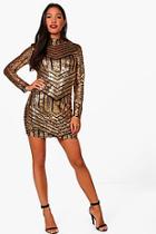 Boohoo Boutique Jo Sequin And Mesh Bodycon Dress