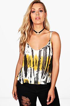 Boohoo Plus Sadie Strappy Tie Dye Lace Up Cami Top