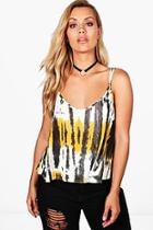 Boohoo Plus Sadie Strappy Tie Dye Lace Up Cami Top