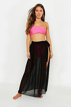Boohoo Petite Chiffon Beach Wrap Maxi Skirt