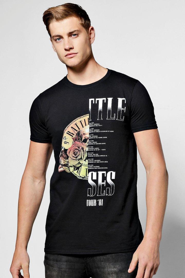 Boohoo Half Splice Print T Shirt Black